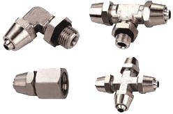 Series S, compression fitting with Hex nut, brass nickel plated